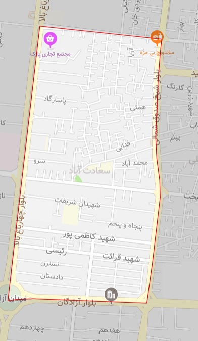 نقشه محله شیخ صدوق شمالی